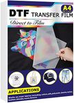 DTF Transfer Film(8.3" x 11.7") 50 Sheets PET Direct to Film Heat Transfer Paper for All DTF&DTG Printer,Matte DTF Film for Sublimation Black White Light Dark Fabric T-Shirt