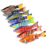 CHSEEO 8PC Multi-jointed Fishing Lure Hard Bait Fishing Hooks Multi-segments Swimbaits Artificial Lures for Bass Walleye Yellow Perch Pike Roach Trout Muskie #7