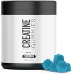 WELLSET Creatine Gummies 5000MG | 120 Chewable Creatine Monohydrate Vegan Gummies | Sugar-Free, 30 Days Supply - Natural Blueberry Flavor - Pre Workout Gym Supplement for Men & Women