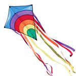 CIM Kite - Rainbow Eddy – single line kite for children from the age of 3 years up - 65x74cm - incl. kite string and 8x105cm striped tails (Blue)