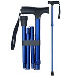 YAMTHR Walking Cane Folding Cane, Adjustable Walking Cane for Women, Foldable Cane, Folding Cane for Men, Canes for Seniors, Adjustable Cane, Walking Stick Supports up to 250 Pounds (Blue)