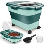 Viretec Dog Food Storage Container, 5-20Lbs Collapsible Pet Food Storage Containers with Rolling Wheel Airtight Locking Lid, Dry Food Storage Bin with Cup and Scoop,Suitable for Pet Food, Rice, Flour