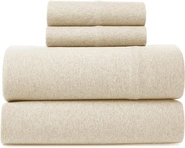 Road Trip America Jersey Sheets King Set - Cotton (4 Pieces) All Seasonal Deep Pockets Soft Cozy Knit Stretchy Bed Sheets - Hotel and Residential Quality (Oatmeal, King)