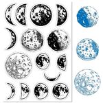 CRASPIRE Vintage Moon Phase Clear Rubber Stamp Retro Lunar Transparent Silicone Seals Stamp for Journaling Card Making DIY Scrapbooking Handmade Photo Album Notebook Decor 6.3 x 4.3inch