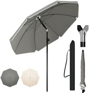 WOLTU Sonnenschirm φ 155 cm, Balkonschirm Strandschirm UV-beständig wasserdicht, höhenverstellbar, 45° knickbar, Sonnenschutz Balkon Terrasse Strand Garten, rund, Dunkelgrau