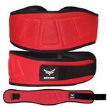 XTRIM Sunray 6 Inches Unisex Weightlifting Gym Belt with Ultra-Light Foam Core for Fitness Workout, Contoured Design, Hook & Loop Closure, Reinforced Stitching for Durability (Red, XL)