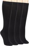 Athlemo 4 Pack Bamboo Lightweight Knee High Dress Socks for Women Casual Sock Breathable Tube Socks for Roller Skate, Black, 7-9