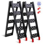 LIEKUMM 83" Folding Loading Ramps for Pickup Trucks, Steel ATV Motorcycle Ramps 960 lbs/Pair, Truck Bed Ramps for Lawn Mowers, Dirt Bikes, Golf Carts, 4 Wheeler, UTV, 2 Pcs（Black）