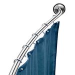 Hododou Curved Shower Rod Stainless Steel Adjustable 112-180cm, Telescopic Shower Curtain Pole Extensible Shower Rail Including Fittings (Chrome)