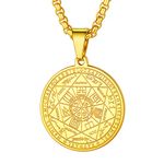 PROSTEEL Seal of The Seven Archangels Medallion Pendant Stainless Steel Occult Amulet Necklace with 22inch Chain