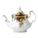 Royal Albert - Old Country Roses Teapot Gift - Vintage Serving Set for 4 Cups, with Bone China Medium Size Tea Pot - Floral Pattern, 0.8 Litres