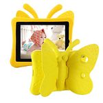 Tading iPad 9th 8th 7th Generation Case Kids Girls Boys , Cute Butterfly Shockproof EVA Foam Super Protection Stand Cover for iPad 2021 2020 2019 10.2" and iPad Air 3 Pro 10.5" - Yellow