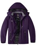 Wantdo Women's Plus Size Waterproof Ski Mountain Jacket Winter Windproof Windbreaker Coat Dark Purple 3X-Large Plus