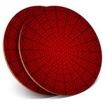 2 x Round Coasters - Red Spider Web Man Superhero Kids Teen - Cork Backed Home Kitchen Accessory Tea Coffee Mug Mat #24241