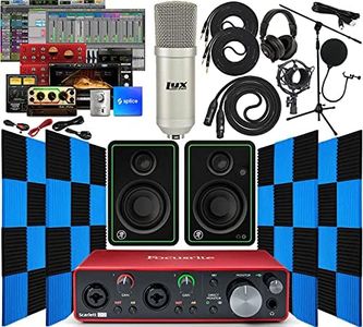 Focusrite Scarlett 2i2 2x2 USB Audio Interface with Creative Music Software Kit with Mackie CR3-X Pair Studio Monitors, 24 Pack Acoustic Soundproof Studio Foam Wedges Sound Insulation Panels