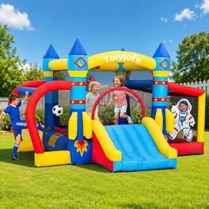 Bounce House for Kids 3–6: Space Adventure 7-in-1 Inflatable Bouncy Castle 11.5FT × 10FT × 7FT, Rocket Astronaut Theme with Slide, Ball Pit & Air Blower, for Indoor Outdoor Backyard Birthday Parties