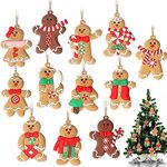 GuassLee 12 Pack Gingerbread Man Ornaments for Christmas Tree Decorations - 3 inch Tall Gingerman Hanging Charms Christmas Tree Ornament Holiday Decorations