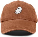 DALIX Ghost Embroidered Mens Womens Cotton Dad Hat Baseball Cap Adjustable in Washed Orange