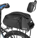 Nasjac Bike Rear Rack Bag, Waterproof Bicycle Pannier Carrier for Rear Seat, Reflective 8L Large Capacity Cycling Trunk Storage Sack with Taillight Loop and Shoulder Strap for City Commuter Bikes