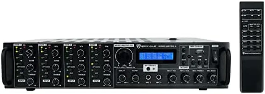 Rockville Home Matrix 4 4-Zone 8-Channel 600W Multi-Room/Source Receiver Amplifier, Bluetooth, USB, Optical, FM Radio, Includes Remote - Perfect for Home Audio, Restaurants, Offices, Schools