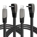 Daswise 2 Pack USB-C Cable for Tesla Model Y/3，90° right-angle Flat braided PD QC3.0 Charging Cable (USB-C to Lightning) Fits all USB-C Adapters and Vehicles Dock for iPhone 5-14 (2 Pack)