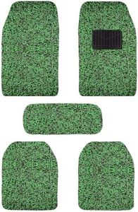 Adwait Car Noodle Green Grass PVC Mats, Car Floor Foot Set of 5 Pcs for Hyundai Santafe