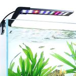 AQQA Aquarium Clip On Light,Fish Tank Full Spectrum LED Light,24/7 Sunrise Sunrise Mode+10 Adjustable Brightness Levels+Detachable Bracket+RGB LEDs + USB and Adapter,for Freshwater(8W)