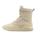 Men's Tactical Boots Lightweight Breathable Military Combat Boots with Side Zipper Hiking Work Boots for Women Sand Size EUR 40