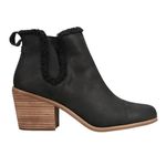 TOMS Women's Everly Chelsea Boot, Black Leather/Faux Shearling, 7