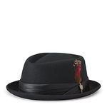 Brixton Men's Stout Short Brim Pork Pie Felt Fedora, Black, X-Large