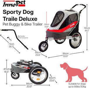 InnoPet Sporty Dog Trailer – Red Pet Stroller and Bike Carrier