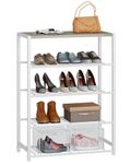 Yusong 5-Tier Narrow Shoe Rack for Closet, Entryway Shoe Organizer Shoe Shelf Shoe Tower for Hallway Bedroom, Industrial Shoe Stand with 4 Metal Mesh for 12 Pairs, White