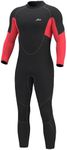 Hevto Men Wetsuit 5/4mm Neoprene GBS Full Wet Suit in Cold Water Back Zip for Surfing Swimming Diving Kayak SUP (Men Red, XXL)