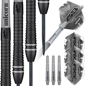 Unicorn Steel Tip Darts Set | Gary 'The Flying Scotsman' Anderson Noir Organic Phase 6 | 90% Tungsten Barrels with Black Titanium Coating | Steel Tip Volute Points | 23 g | Deluxe Presentation Box