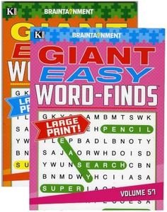 Kappa Giant Easy Word Finds 2 Titles, Large Print Word Search Find Words Books for Adults Teens, Training Learning with Game, 48-Pack