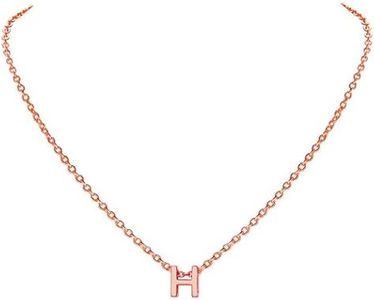 Suplight Collares con Letra Inicial Capital M Colgante Pequeño de Moda de Latón Chapado en Oro Rosa Regalo Cumpleaños de Madre Hija Amiga