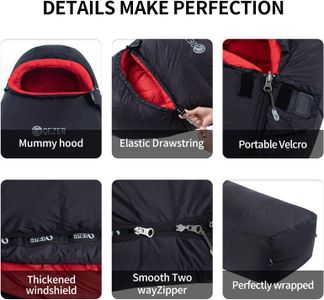 QEZER Winter Down Sleeping Bag – Black, Cold Weather Camping