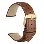 WOCCI 18mm Vintage Leather Watch Band for Men and Women, Gold Buckle (Cinnamon Brown)