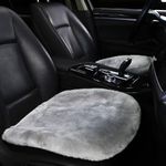 MLOVESIE Genuine Sheepskin Auto Seat Pad, Australian Soft Wool Seat Cover Comfort Warm with Non-Slip Backing Universal Fit,19.2 inch x19.2 inch (Gray, 1 PC Front Seat Cushion)