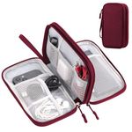 Arae Electronic Organizer, Travel Cable Organizer, Double Layers Portable Waterproof Pouch, Electronic Accessories Storage Case for Cable, Cord, Charger, Phone, Earphone (Wine Red, M)