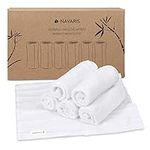 Navaris Bamboo Wash Cloths (Pack of 6) - 25 x 25 cm Soft Face Cloth Flannel Towel Set for Washing Face, Makeup Removal, Body, Babies, Kids - White