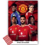 Manchester United Calendar 2025 Official Man U A3 Wall Calendar Football Gift Present with FREE Organising Stickers Included