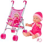 Molly Dolly My First Dolls Pram & Doll Set - Girls Toy Doll Stroller - Baby Doll Pram - Dolls Pushchair - Toy Dolls Buggy - Toy Pram