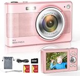 Upgrade Digital Camera, 56MP FHD 1080P Camera for Kids with 16x Zoom Anti Shake, Kid Camera with 32GB TF Card, Two Batteries, Lanyard, Compact Small Camera for Kids Boys Girls（Pink）