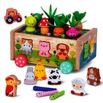 Montessori Wooden Toddler Toys for 1 2 3 Years Old Boys Girls, Shape Sorting Toys First Birthday Gifts for 1-2 Years, Wood Animal Farm Car Preschool Educational Fine Motor Skills Toy