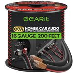 16AWG Speaker Wire, GearIT Pro Series 16 Gauge Speaker Wire Cable (200 Feet / 60.96 Meters) Great Use for Home Theater Speakers and Car Speakers, Black