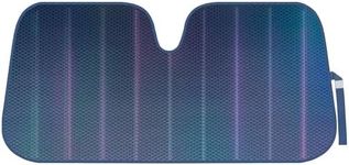 BDK Iridescent Matte Black Front Windshield Sunshade Accordion Folding Style Auto Shade for Car Truck SUV Van Blocks UV Rays Sun Visor Protector Easy Setup Keeps Your Vehicle Cool - 58 x 27 inches