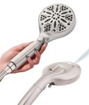 LOKBY High Pressure Shower Head with Handheld - 10 Spray-Settings High Flow Removable Shower Head with Hose - Handheld Showerhead - 59" Stainless Steel Shower Head Hose - Nickel