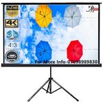 MOIZ Cineview 8 Ft - Width x 6 Ft - Height Tripod Projector Screen, Supports Full HD 1080 P, UHD-3D-4K-8K Technology, 120 Inch Diagonal 4:3 Ratio, Comes with Stand(White) Recently launched