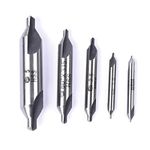 ATOPLEE Center Drill Bit, 5 Piece HSS Countersink Lathe Mill Tooling Set, 60 Degree Included Angle